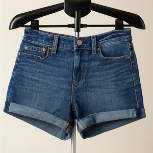 7 For All Mankind Mid Roll Denim Shorts Sz 27 EUC Cuffed Jean Backyard BBQ